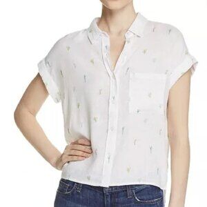 Rails White and Green Button Down Shirt